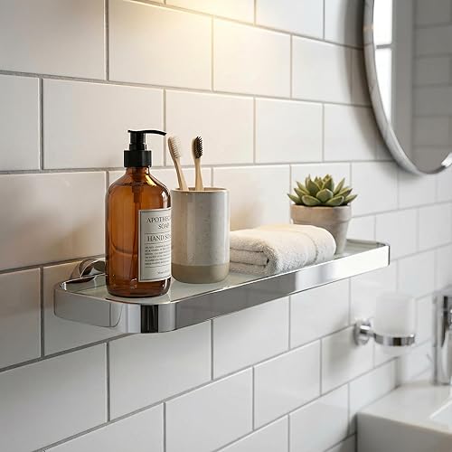 Miniatura 3 de Cortesi Home Milo - Estantería contemporánea de acero inoxidable para tocador, cromada, 16 pulgadas