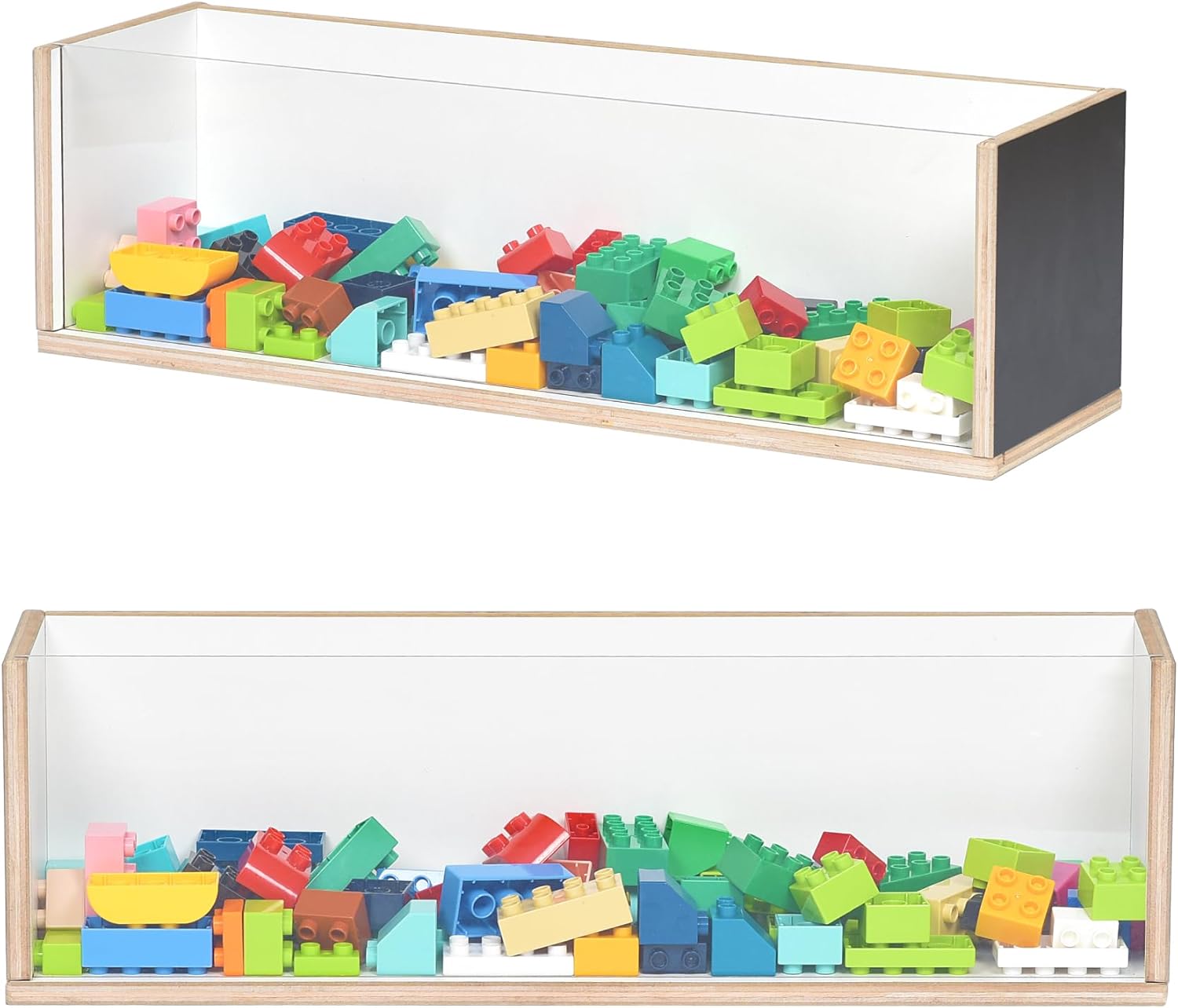 STEM/STEAM Wall Mounted Toy Storage Box, Transparent Acrylic Organizer Compatible with Activity Block Panel for Kids & Toddlers