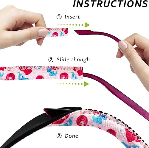 Miniatura 4 de Hzran Correa de gafas para niños, retenedores de vidrio ajustables sin cola para niños y niñas, cordón flotante para gafas de sol para niños