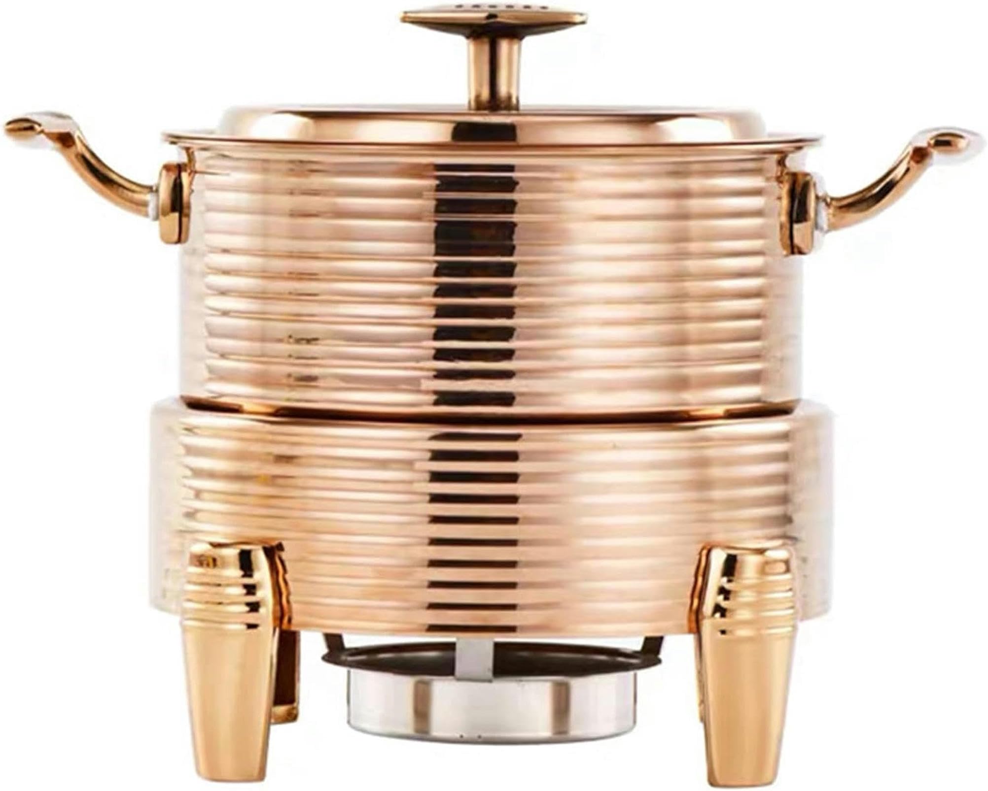 Hadecoll Gold Catering Buffet Servers And Heaters - Stainless Steel Hot Pot Buffet Set, Hot Plate Buffet Set, Food Warmer For Catered Events, Round Hot Pot Buffet Set,-24Cm