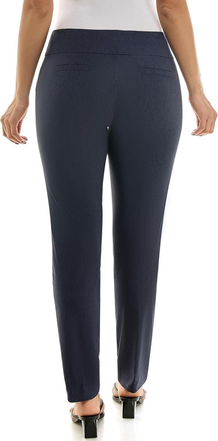Zac & Rachel Women's Millennium Fabric - Slim Leg Pull-On Pant, Heathered Navy, 6 - Image 3