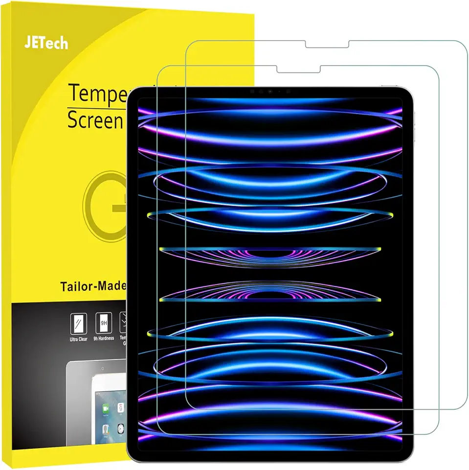 JETech Película de Vidro Temperado para iPad Pro 12,9 Polegadas 2022/2021/2020/2018 (6ª/5ª/4ª/3ª) Modelo, Tela Retina Líquida de Ponta a Ponta, Protetora de Tela, Pacote com 2