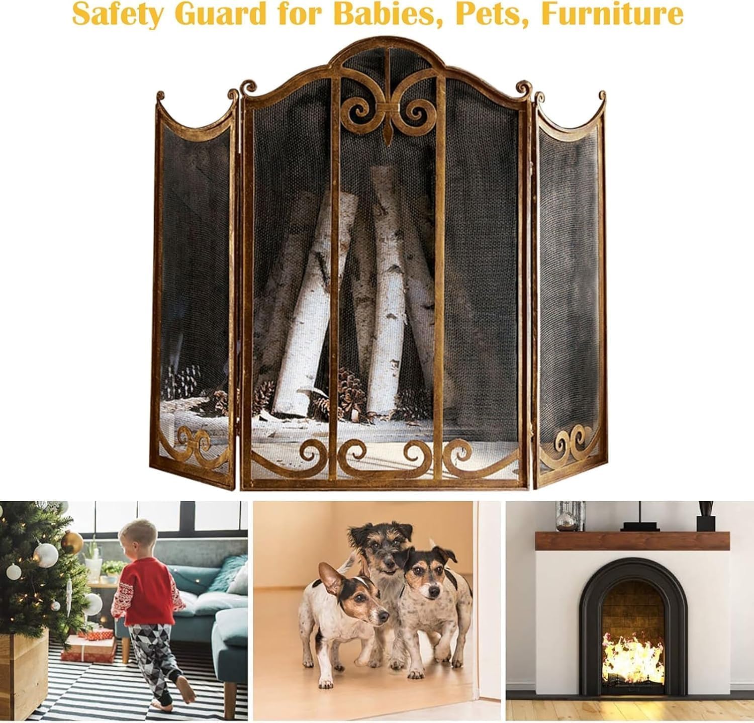 Protections de cheminée, Écran De Cheminée En Laiton Au Fini Antique Vieilli Fire Guard(70cm(27.56in))