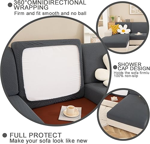 Miniatura 4 de Fundas de repuesto suaves y flexibles para sofá, fundas de cojín elásticas y suaves para sofá en forma de L, fundas de cojín para sofá de tejido