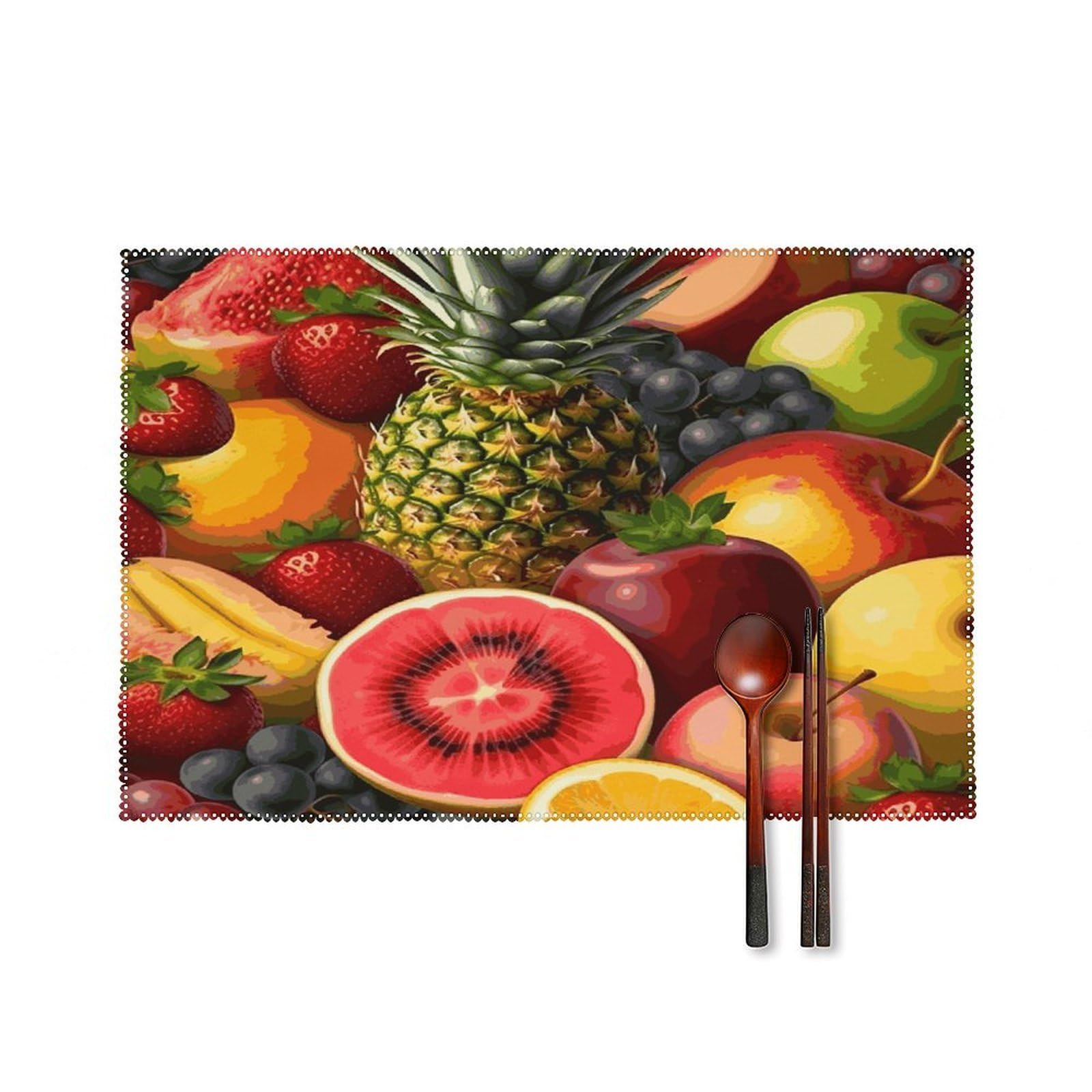 Fekiloot Style Fresh Juicy Fruits Placemats Set Of 6,Table Mat