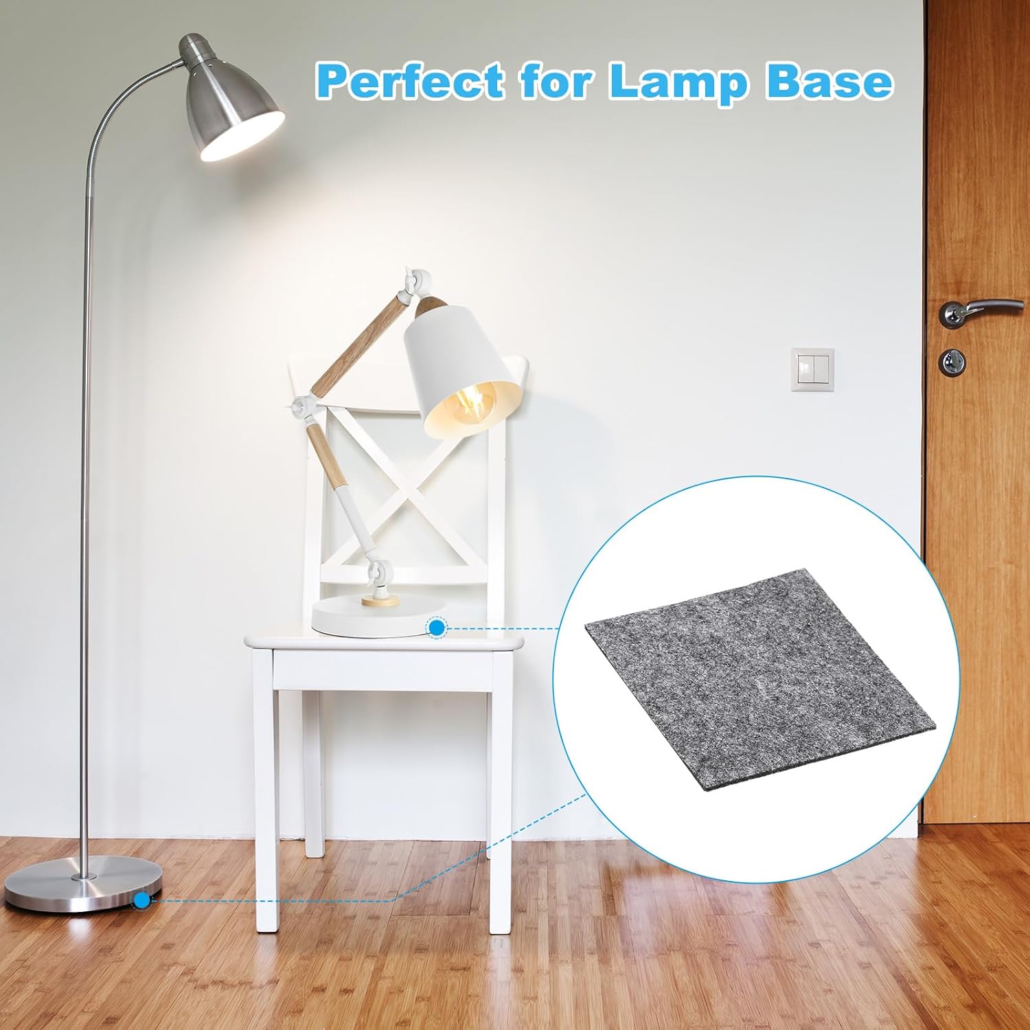 PATIKIL 8x8 Inch Lamp Base Felt, 10Pack 2mm Thickness Square Felt Furniture Pad Soft Adhesive Non-Slip Anti-Scratch Backed Felt for Lamp Furniture DIY Craft, Grey