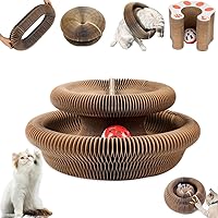 Jogcoys Kitty Curls Magic Organ Cat Toy - Foldable Cardboard Scratcher with Interactive Ball Track for Scratching & Play