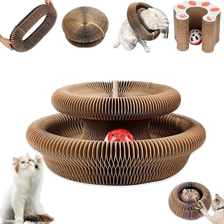 Jogcoys Kitty Curls Magic Organ Cat Toy - Interactive Cardboard Scratcher with Ball Track for Claw Grinding & Play