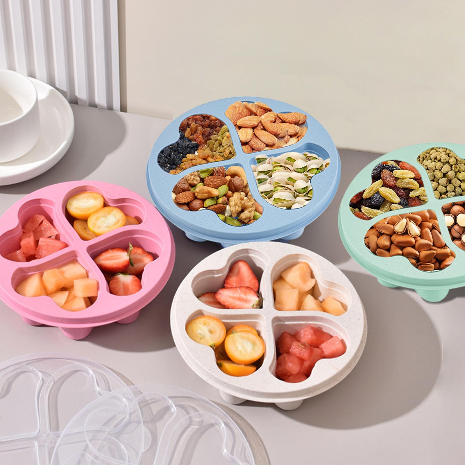 MEEYUU Confezione da 4 scatole Bento riutilizzabili per snack, 4 scomparti, contenitore per la preparazione dei pasti, pranzo per bambini e adulti