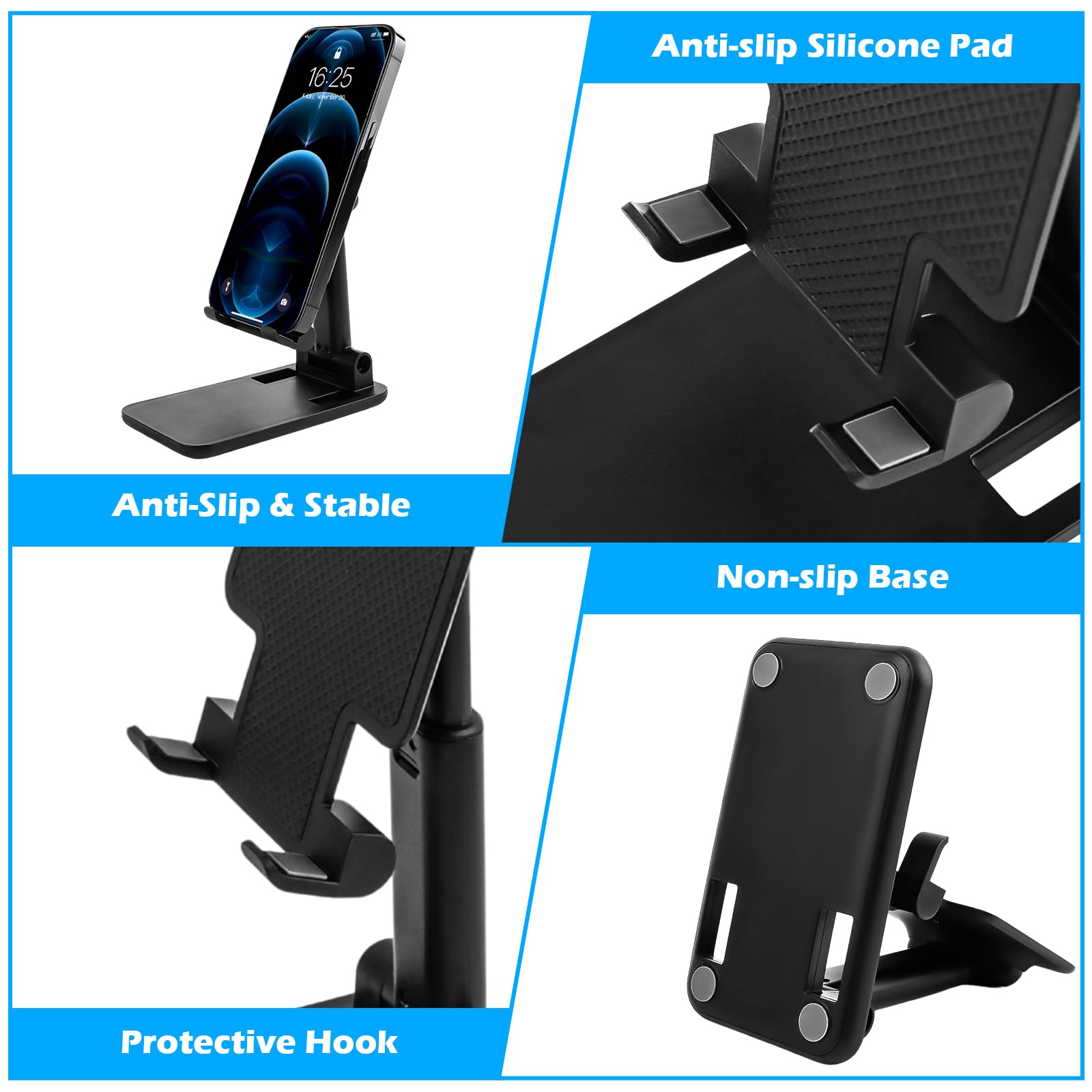 Supporto Telefono Regolabile Per Scrivania - Pieghevole, Angolo E Altezza Aggiustabili | Compatibile Con Tutti I Cellulari - Foto 3