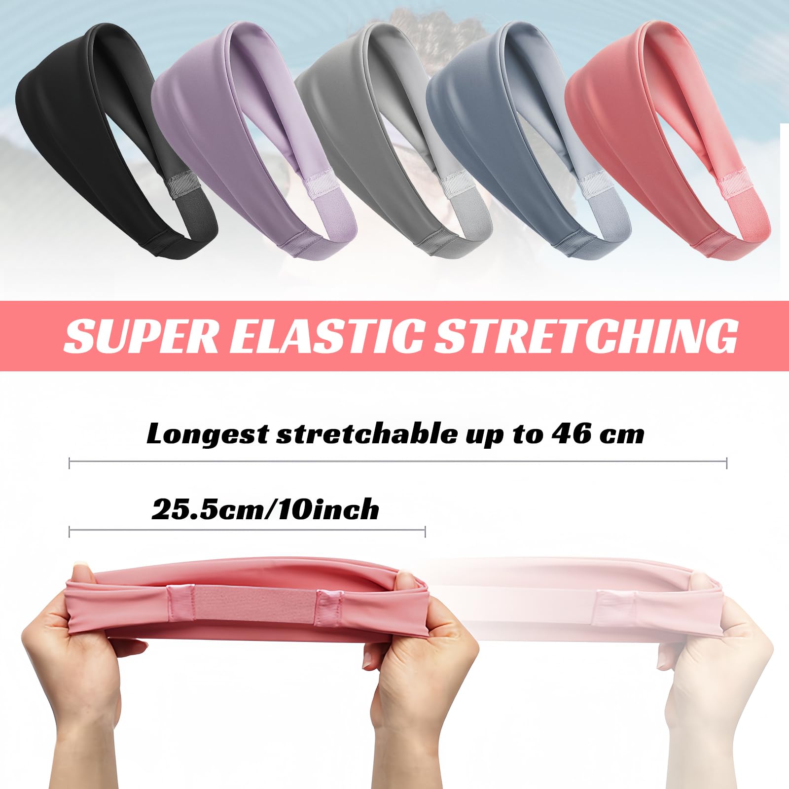 8 Fascette Per Capelli In Cotone Assorbente – Multicolore, Elastiche, Per Sport, Yoga, Fitness, Corsa – Uomo E Donna, 20x5,5cm