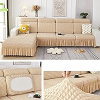 Vista 8 de Fundas elásticas para cojín en forma de L, funda de sofá modular de 1/2/3/4 asientos, con falda, sillón, sofá biplaza, protector de muebles