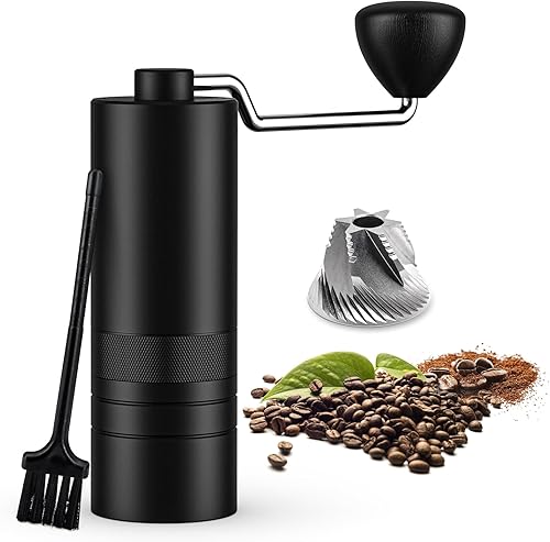 Gerylove Molinillo de café manual, molinillo de café de mano de acero inoxidable, ajuste fino de 11 clic, molinillo portátil de grano de café cónico