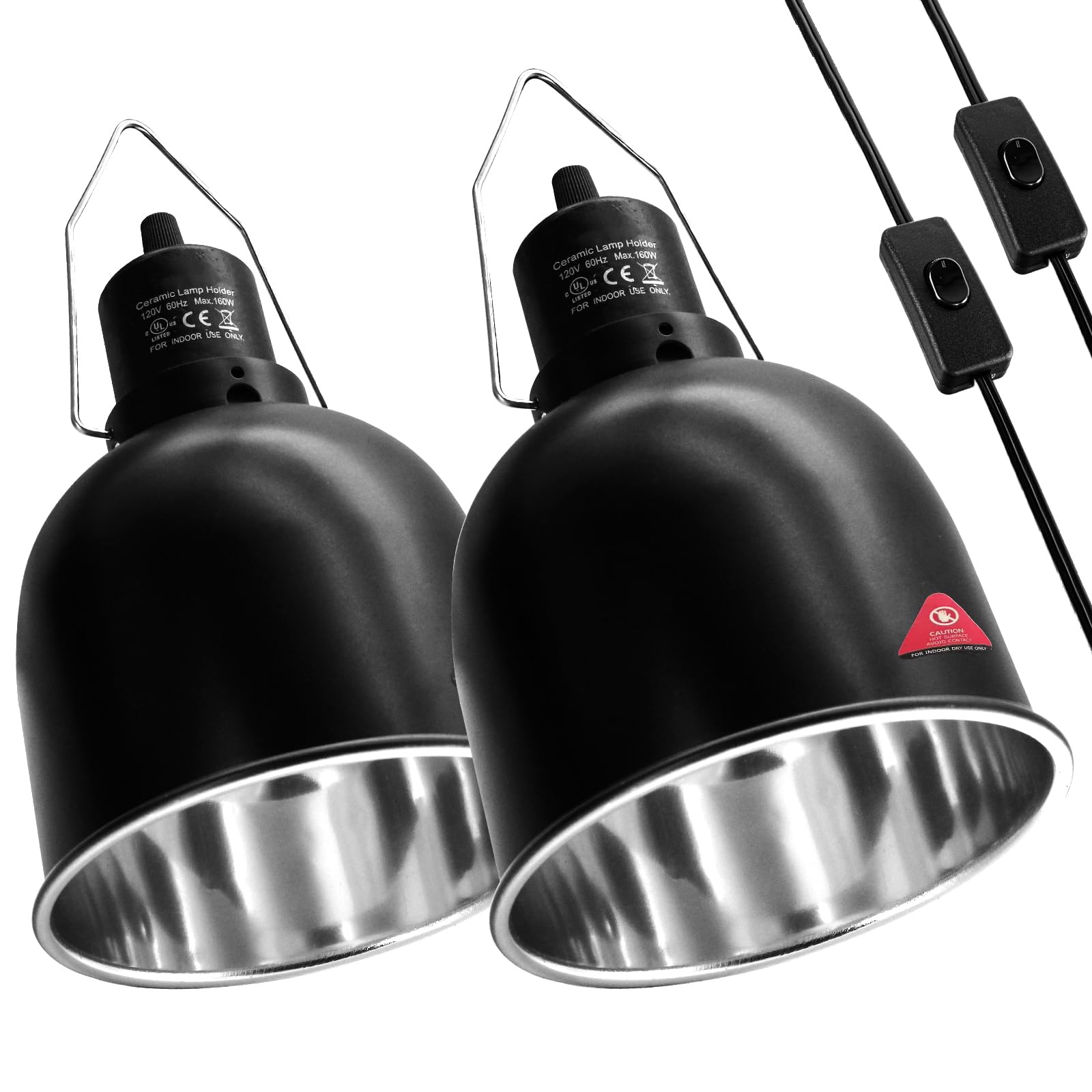 MECESOR Reptile Light Fixture, 2 Packs 5.5 Inch Deep Dome Lampshade
