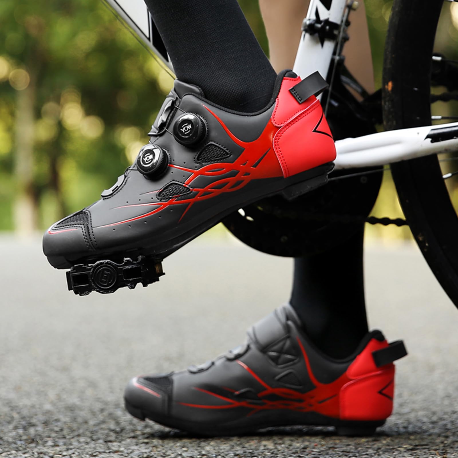 NGARY Chaussures de Cyclisme pour Hommes Femme Chaussures de Vélo de Route de Course pour l'intérieur/Extérieur Compatibles Pelaton Look SPD SPD-SL Delta Cleats