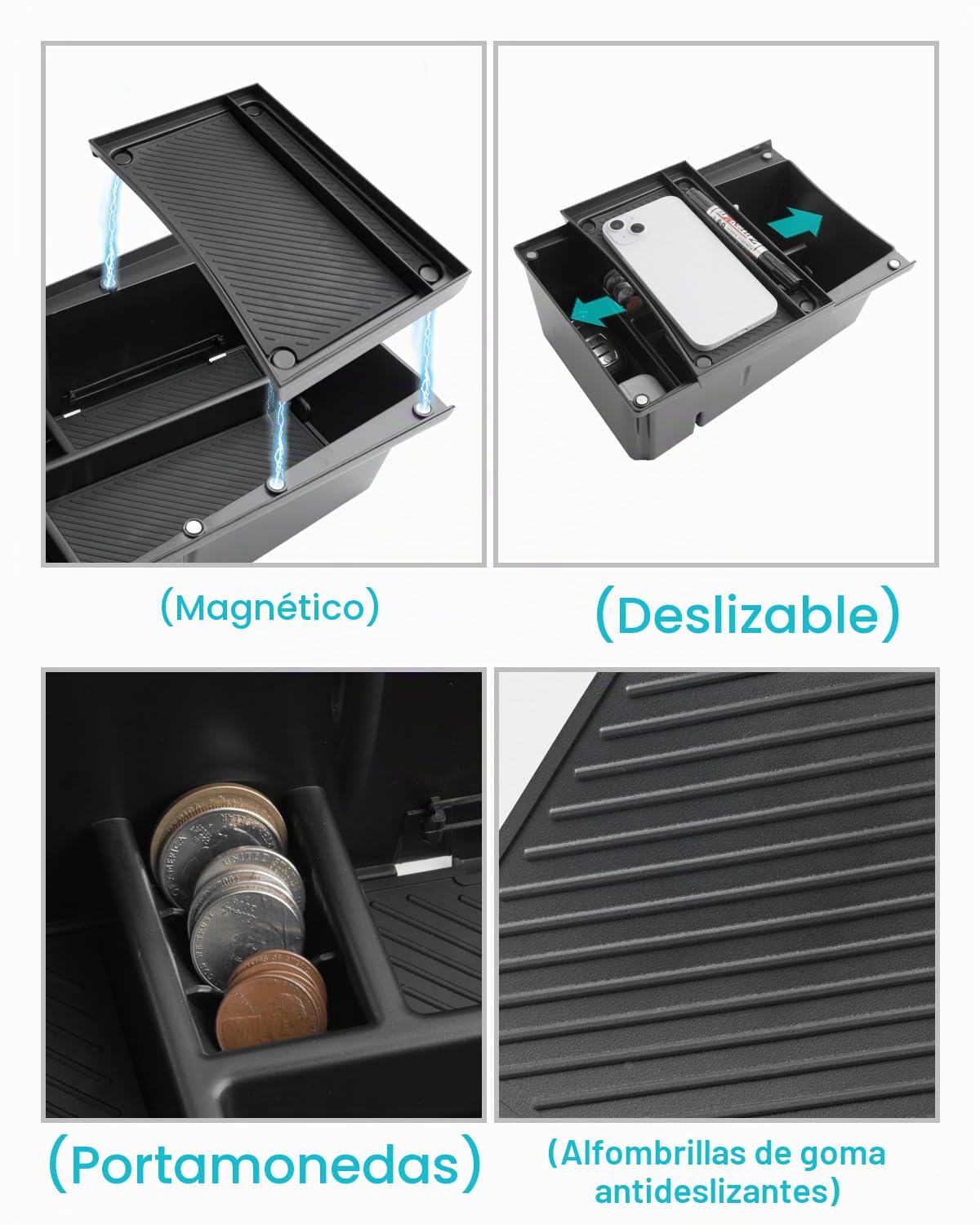 CDEFG Compatible con Kia EV3 2025 2026 consola central, caja de almacenamiento de doble piso debajo del reposabrazos central, organizador de consola central para coche, bandeja EV3 GT Line Accesorios