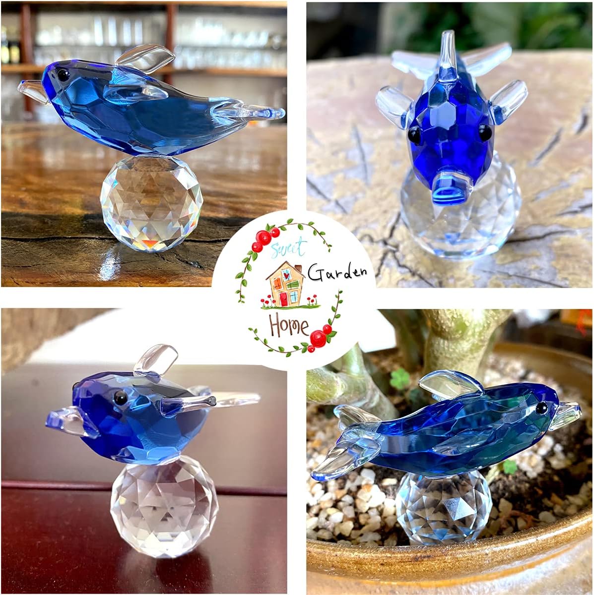 Crystal Dolphin Ornament Animal Figurines Desktop Home Decor Fish Tank Crafts Small Decoration Adornment Supplies image 3