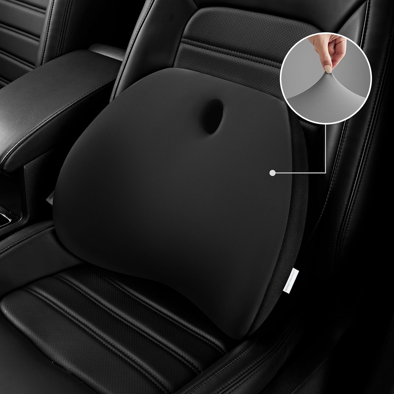 Road Comforts Memory Foam Lumbar Support Pillow – Ergonomic Back Cushion for Office, Car, Home & Travel – Lower Back Pain Relief, Removable Washable Cover (Black) - Image 2