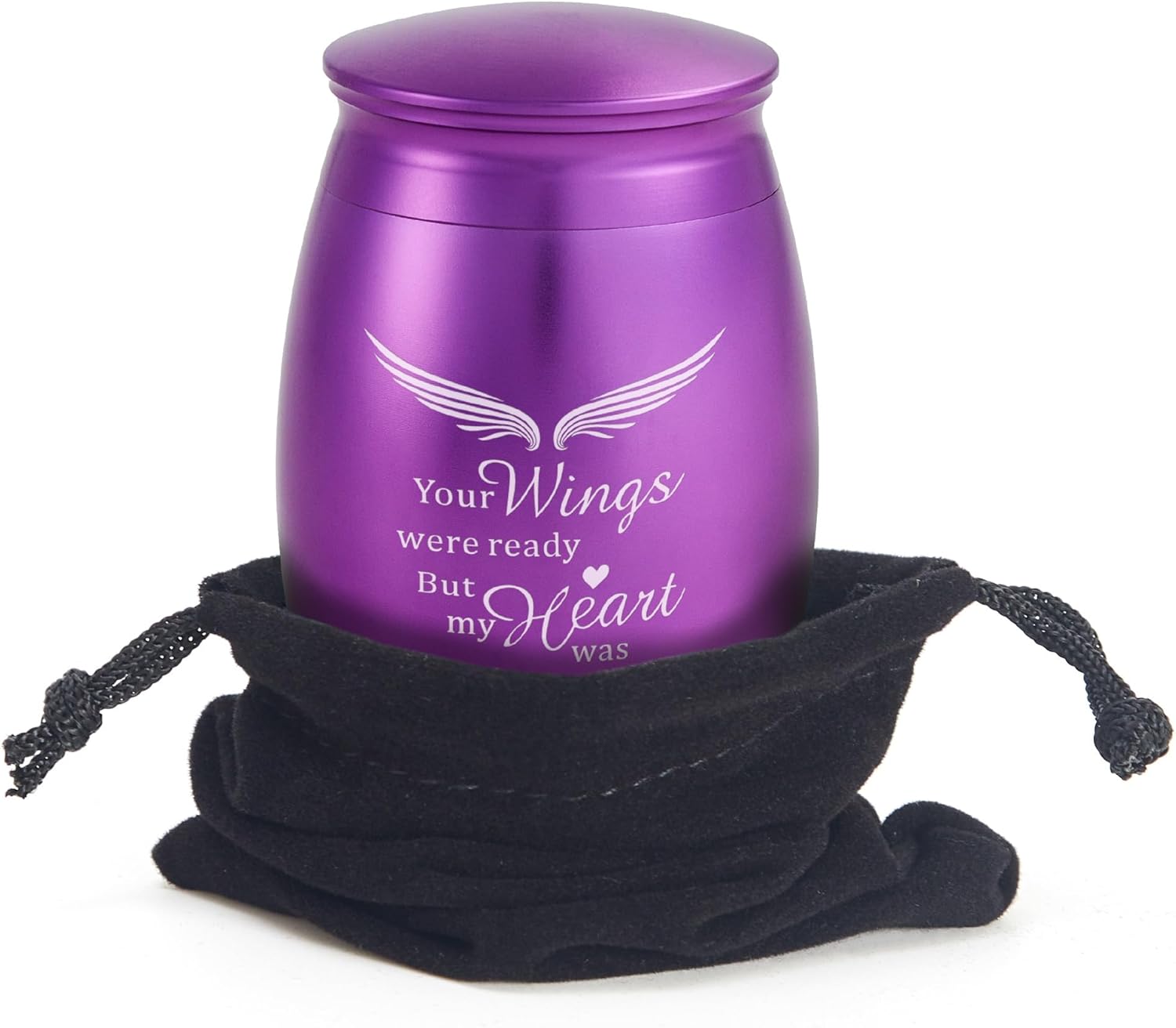 Mini Keepsake Urn for Adult Ashes Female/Mom/Women/Grandma with Angel Wings, 1.7x2.7Inch Tall Small Purple Urns for Human Ashes, Little Decorative Memorial Keepsake - Image 4