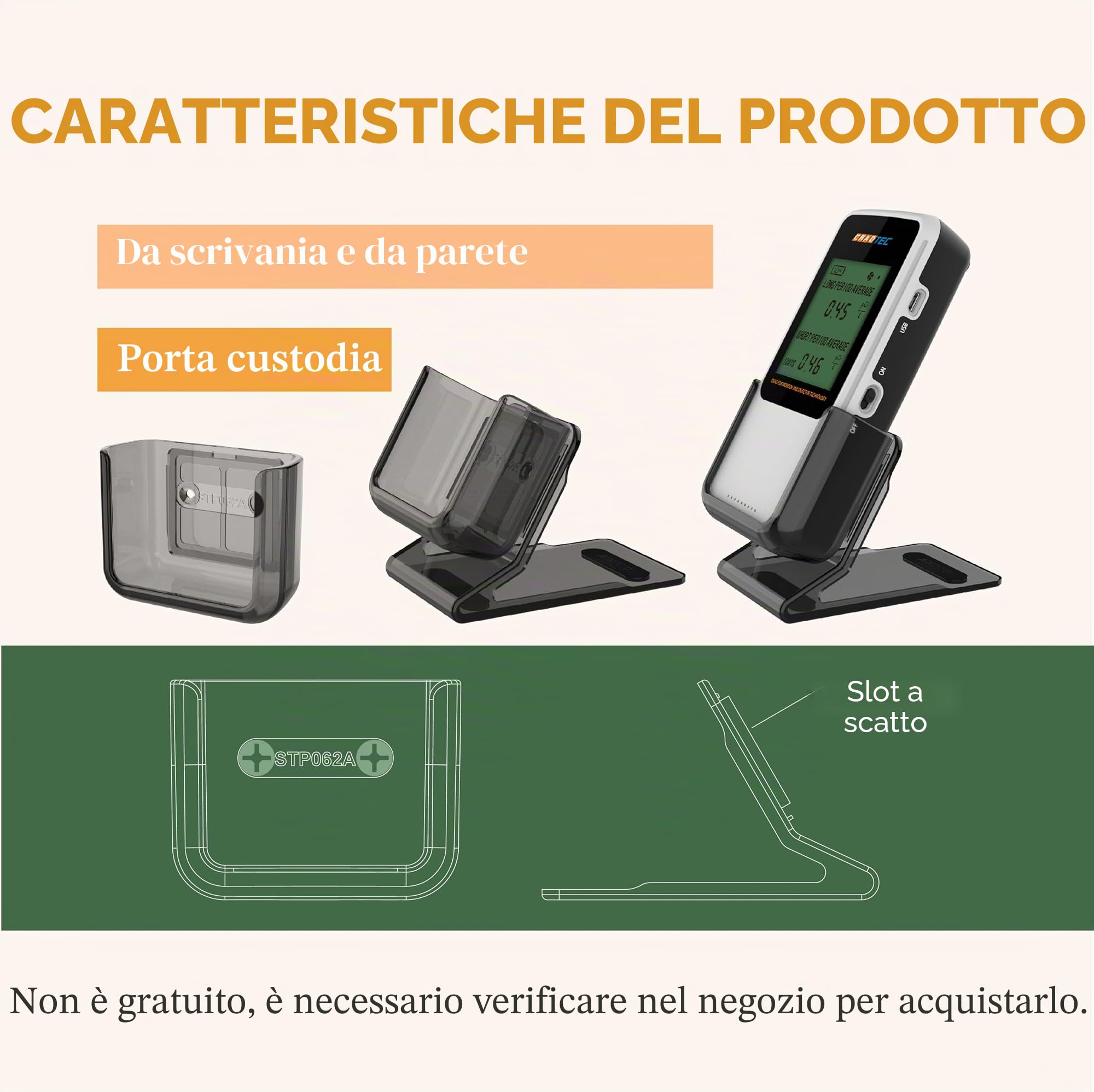 Rivelatore Radon Digitale III, Bianco, Radon Monitor, Radon Meter, Vetro Temperato, Risultato a breve e lungo termine, Portatile, Facile da Usare, 3 Batterie AAA, Commutabile tra Bq/M3 e pCi/L