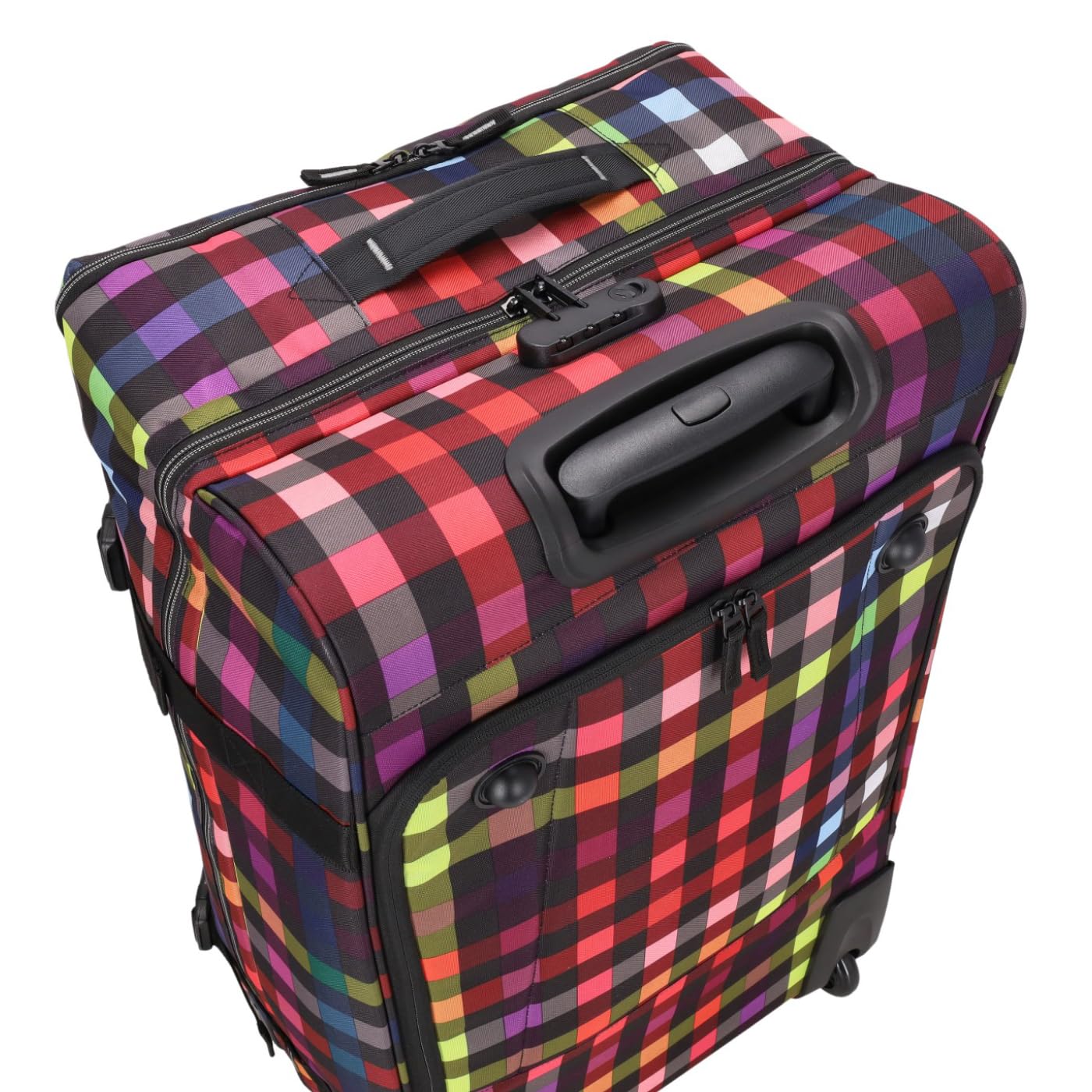 Reisetasche mit Rollen RT31 | große Reisetasche | Rucksackfunktion | praktische Fächer an den Seiten | Abnehmbarer, längenverstellbarer Schultergurt (multicolorcheck, L)