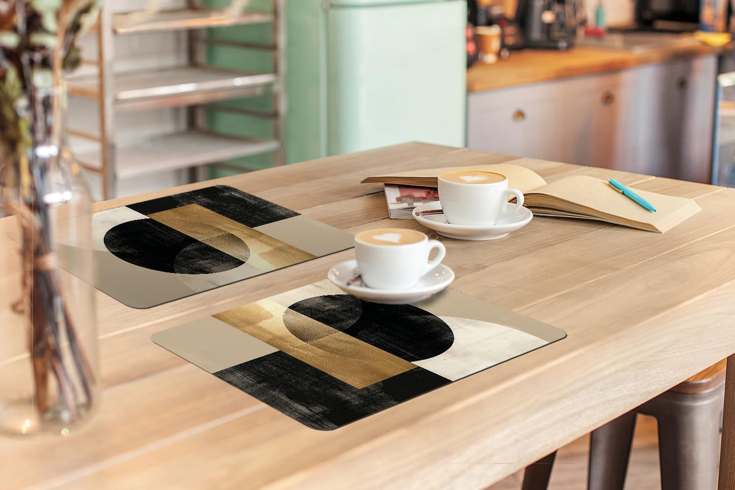 KitchenYeah© Placemats 6 stuks 45x30 cm Keuken Decoratie Placemats Afwasbaar Anti Slip Tafelmat Vinyl Onderlegger Eettafel - Beige - Effen Kleur