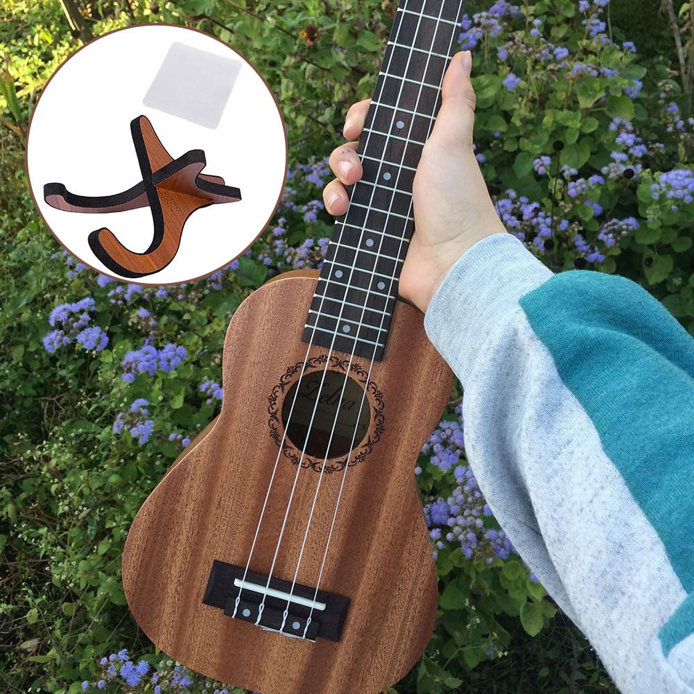 Support pour Ukulélé, Guitare, Mandoline, Banjo, Violon - Support X-Frame avec Bord Eponge, Support Guitare Sol, Bois, Marron