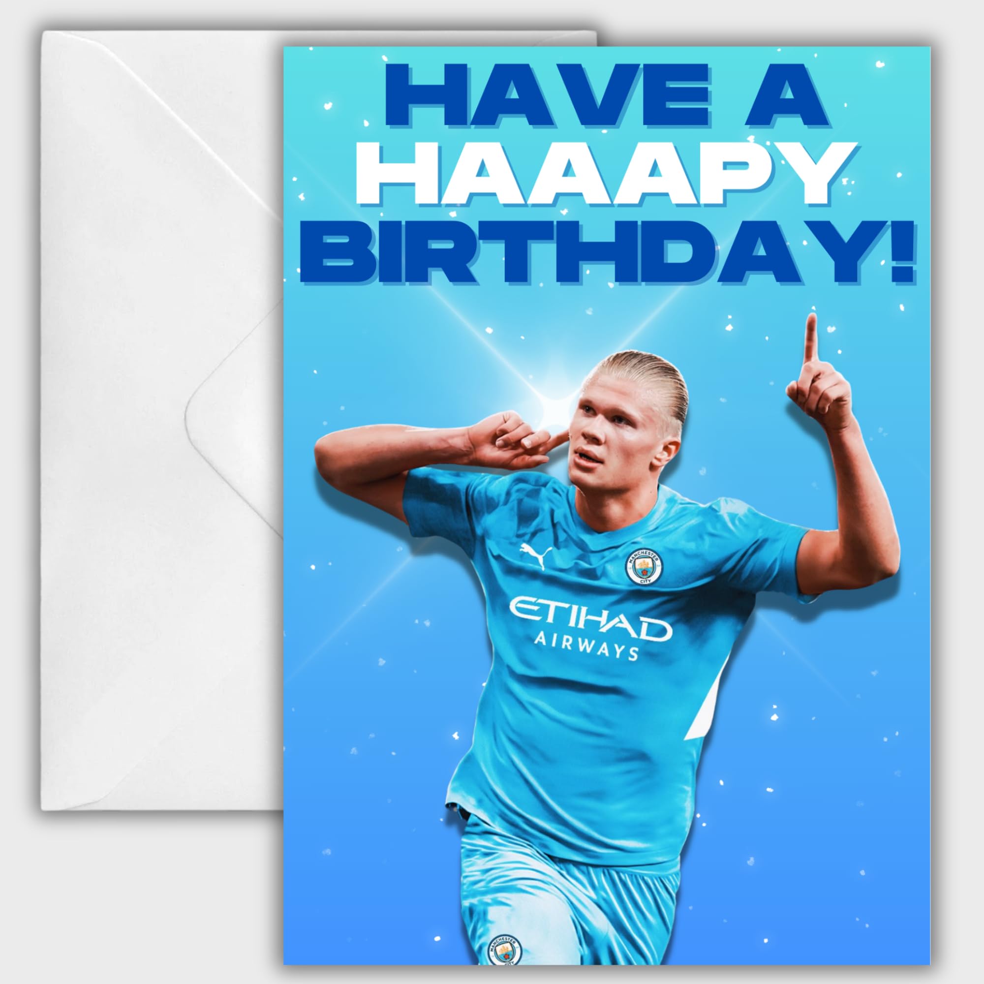 HandmadeHaaland Birthday Card - Football Birthday Card - Manchester City Birthday Card - Gift For Son - Gift For Him - Football Fan Gift