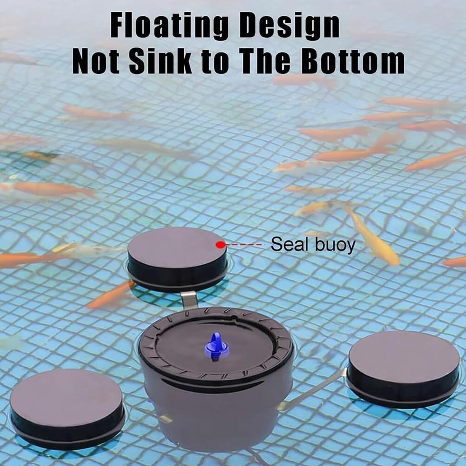 Skimmer Flotante para estanques de Peces de 45 W, clarificador y Fuente | Limpiador flotante para estanques con succión de 2500 L/H, 3 modos de fuente, cesta de filtro de 1,2 L