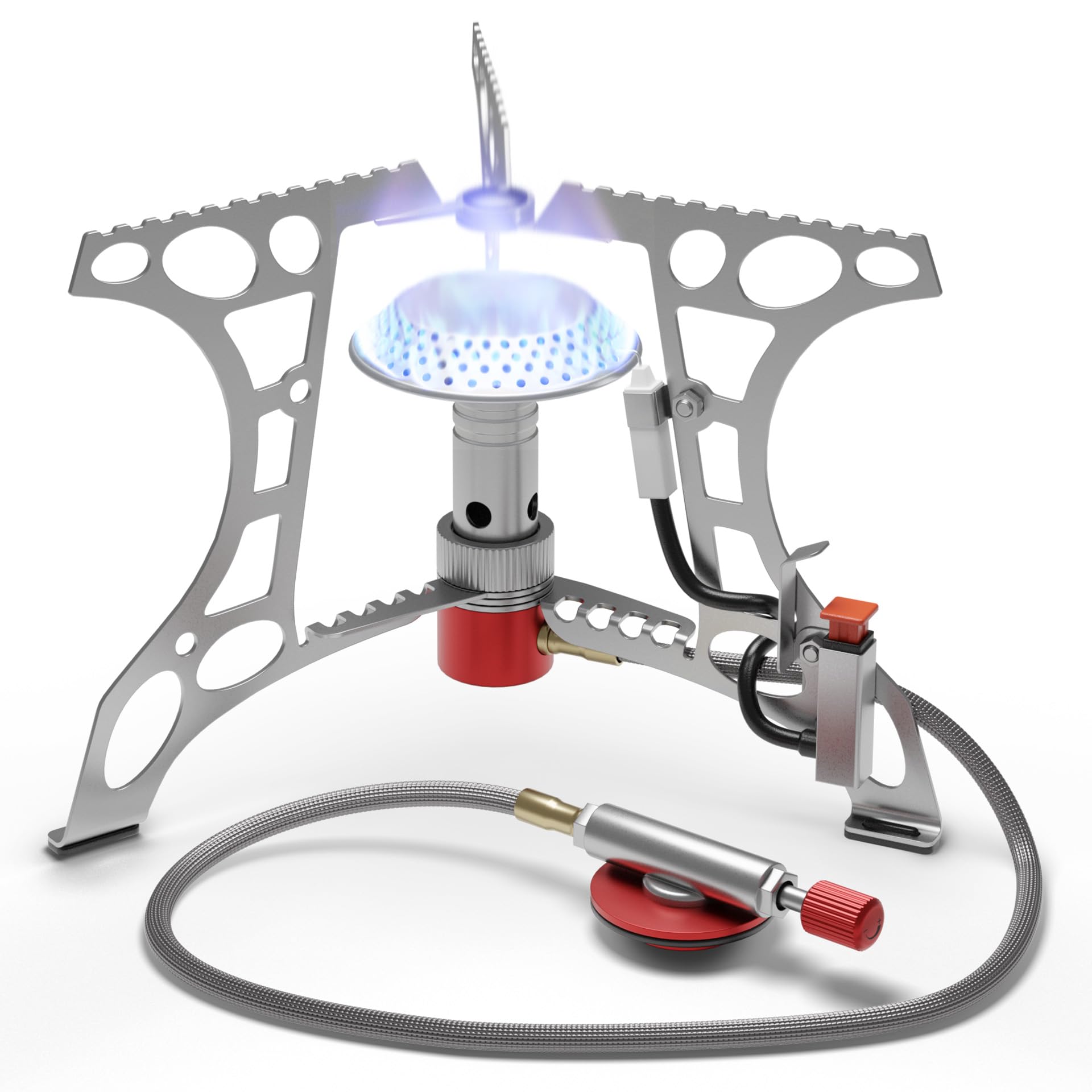 EVOCAMP fornello da campeggio compatto 3,2 kW con accensione piezoelettrica, fornello da campeggio, mini-fornello a gas - ideale per campeggio, pesca e attività all'aperto