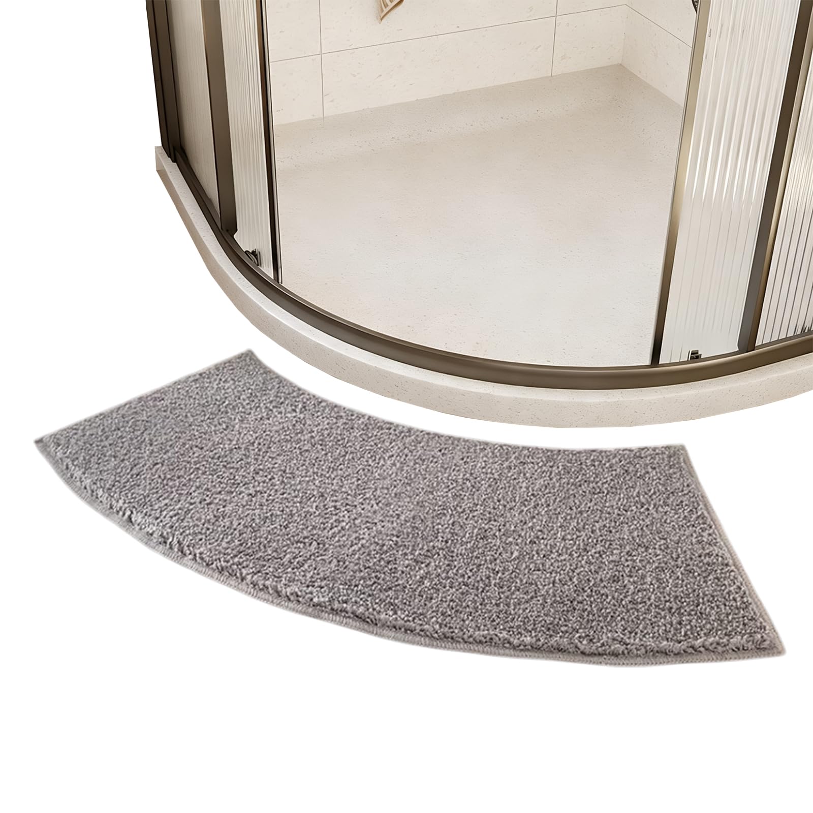 Fan-Shaped Corner Shower Mat, Non Slip Curved Bath Mat, 40*100cm, Dark Gray