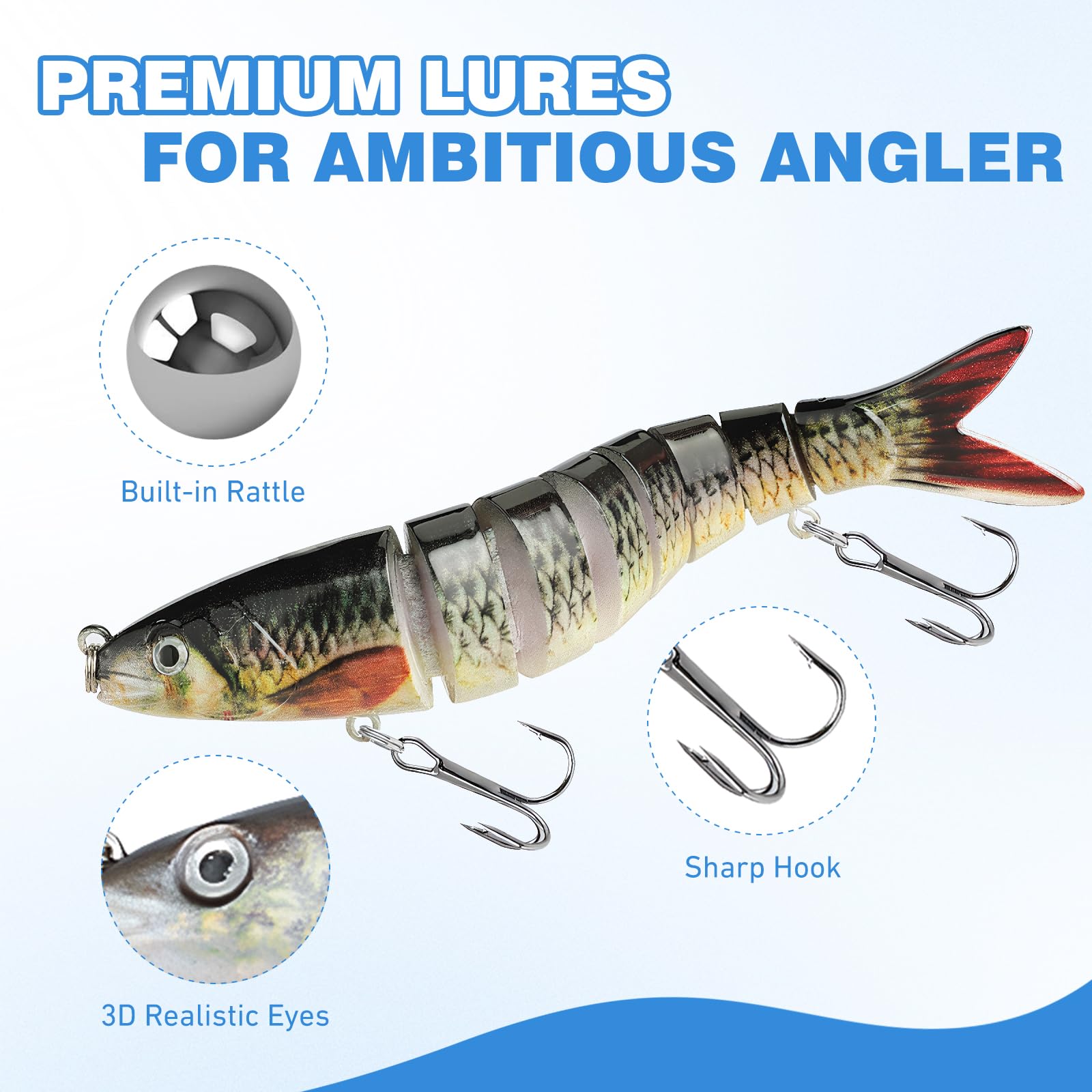 4 Piezas Señuelos Spinning Pesca Mar con Anzuelos Triples para Black Bass Lubina