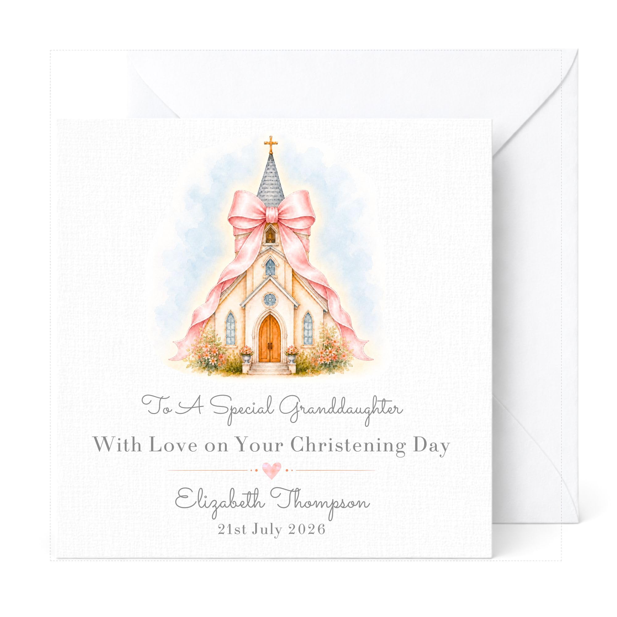 Personalised Christening or Baptism Card Boy or Girl (Pink)
