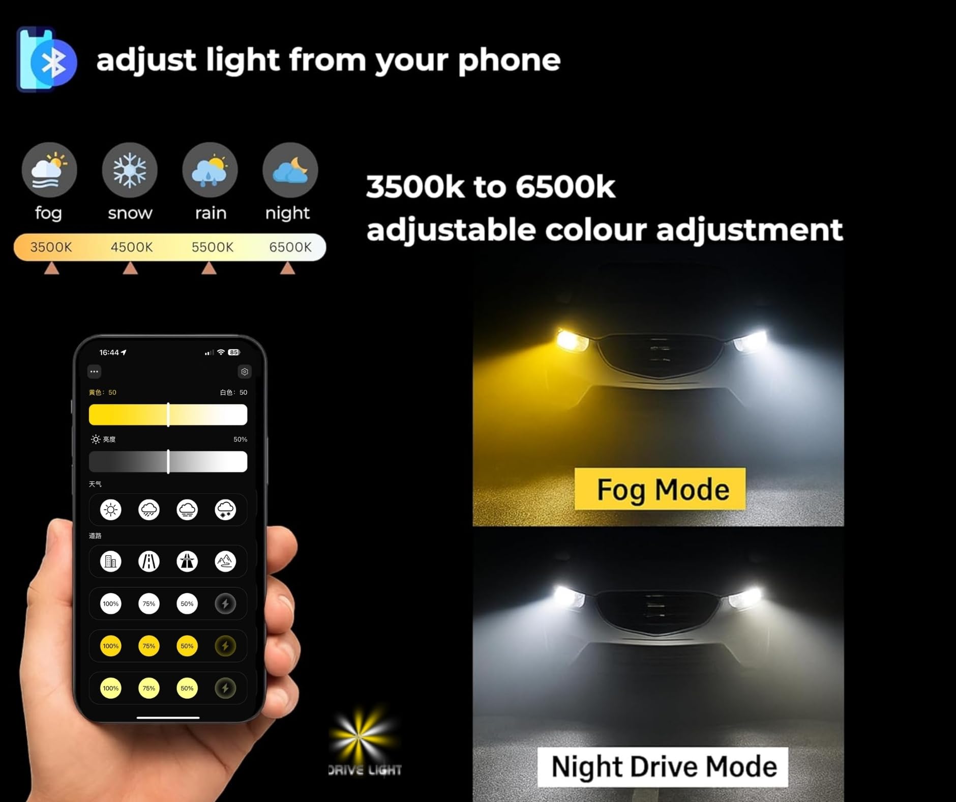 2 Lampadine H4 LED Smart CSP 70W 12V-24V Bicolore 3500K-6500K Giallo Bianco Bluetooth Canbus Senza Errori Chips Ventilate Fascio Preciso Regolabile 360° Abbaglianti/Anabbaglianti