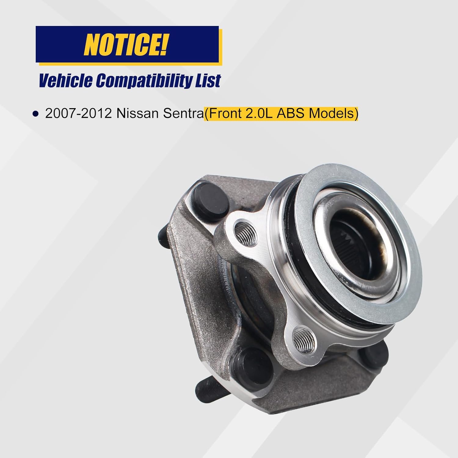 KUSATEC 513297 2pcs Front Wheel Bearing and Hub Assembly Compatible with 2007-2012 Nissan Sentra, 4 Lug Bolts w/ABS