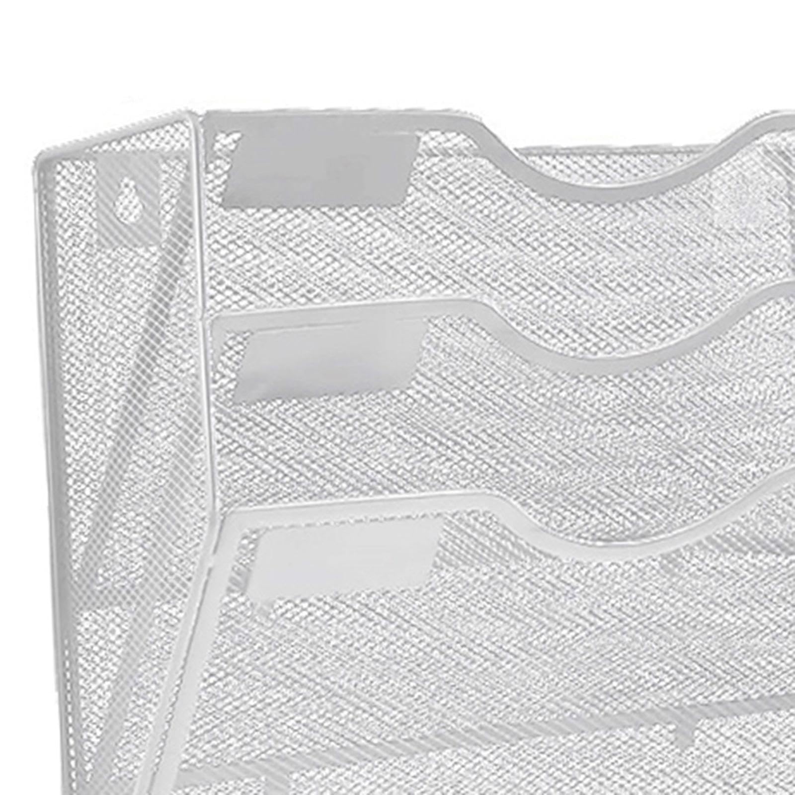 SECRET DESIRE Wall Mounted Mesh File Holder Rack Shelf Magazine Paper 3 Tier Magazine Rack Argent-image-27