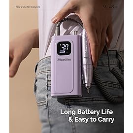 MelodySusie Entry-Level Clip-On Cordless Essential Nail Drill, SC300F 30000RPM E-File with LCD Display for All Manicure Shaping & Gel Removal, Ideal for Training, Nail Art Practice & Home Use, Purple