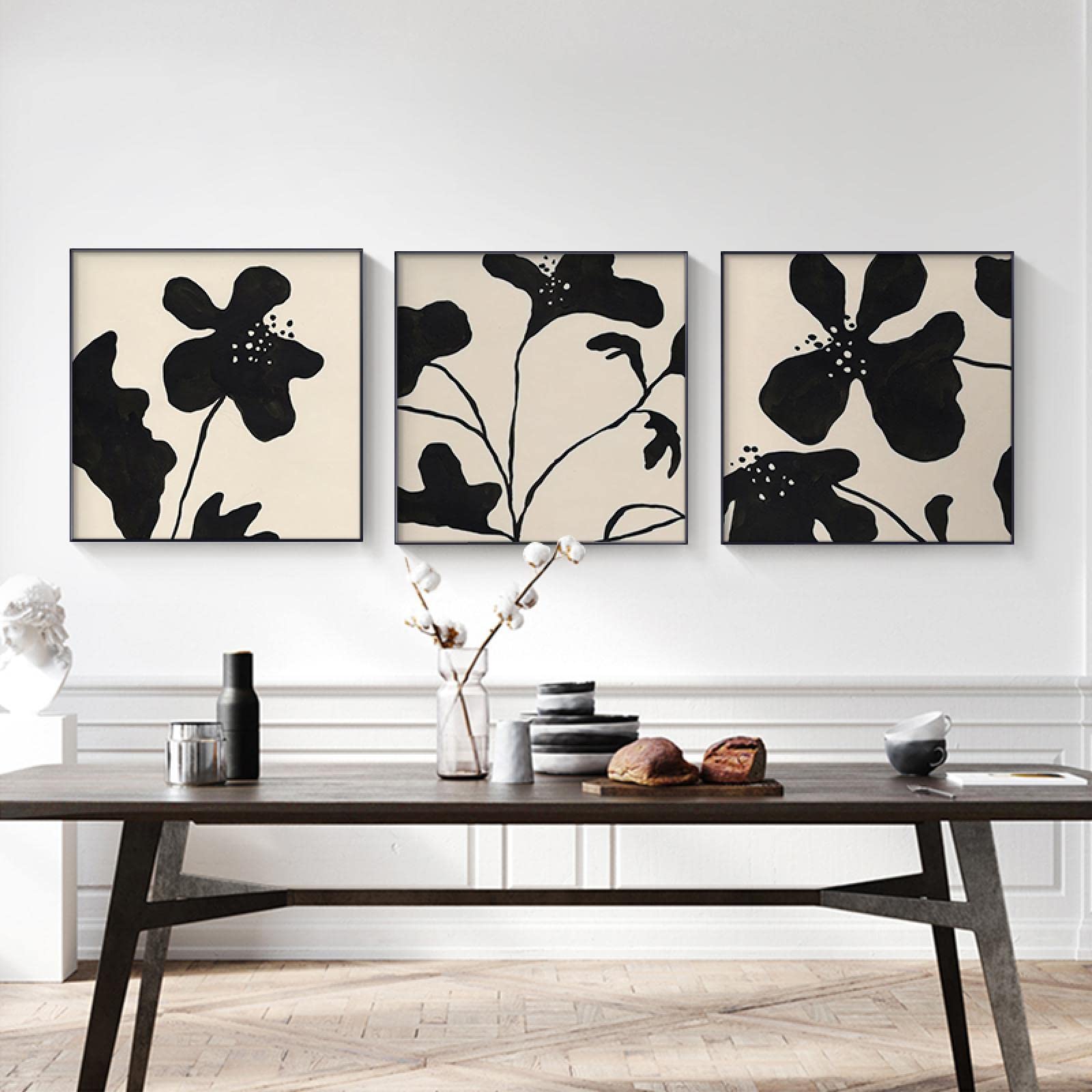 Nowoczesne kwiaty sylwetki roślin obraz na płótnie abstrakcyjne plakaty i druki Nordic obrazy na ścianę do gabinetu Home Decor 45x45cmx3pc bezramowe