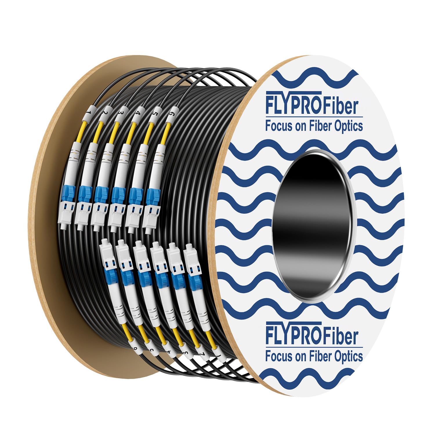 Câble de fibre optique blindé extérieur 6 conducteurs TPU OS2 LC vers LC, OS2 Fibre 6 brins Câble de raccordement en fibre monomode à enfouissement direct LC-LC 9/125um, OD-5 mm, 100 m