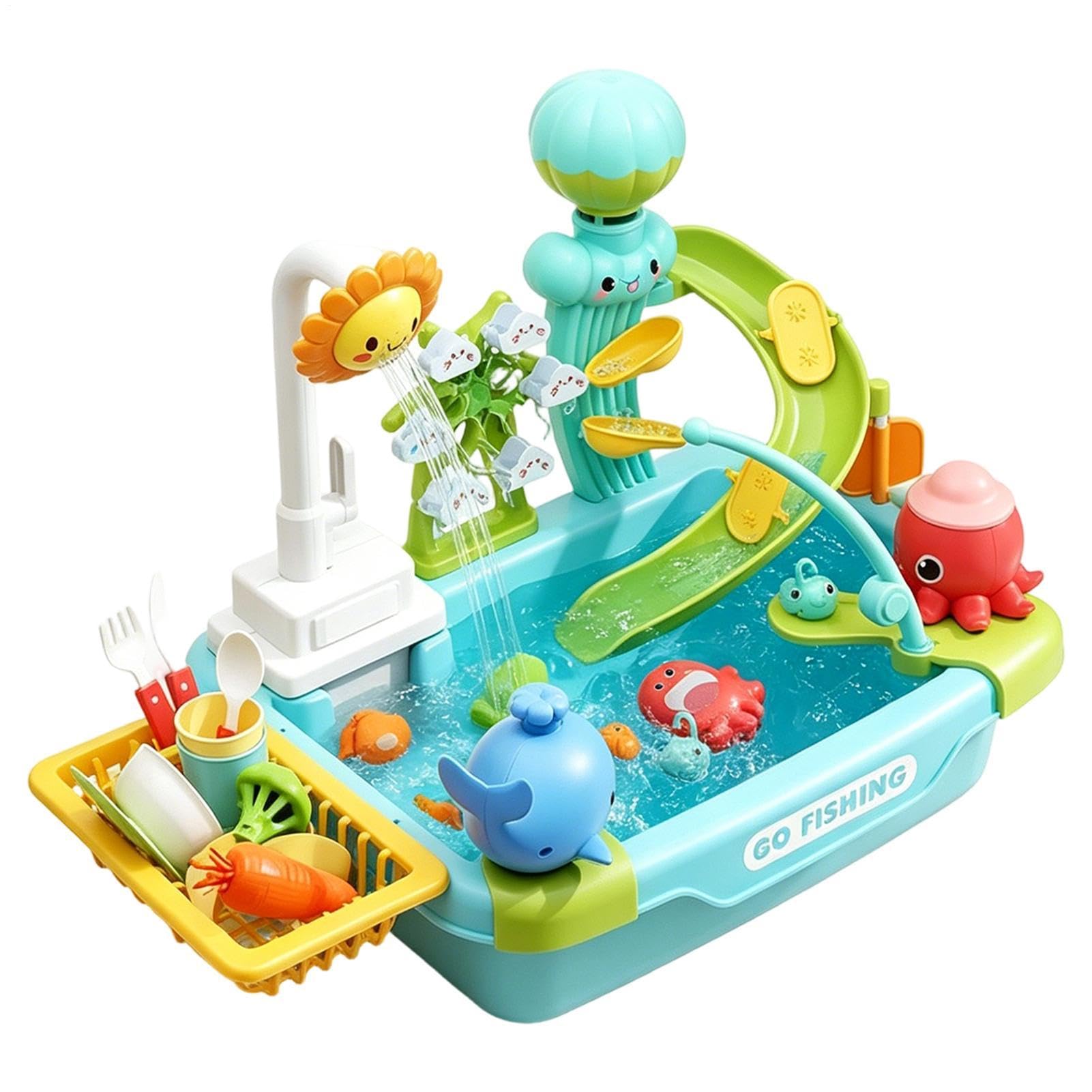 per Bambini con Acqua Corrente Giocattoli Educativi Di Ruolo | Giocattoli da Cucina per Bambini e Bambine, Prescolari, Cortile, Spiaggia, Campeggio, Asilo, Casa, Bagno, Cameretta,