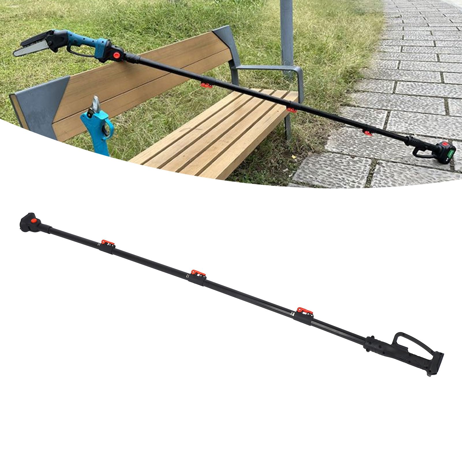 Poste de Extensión, Poste Telescópico de Aluminio para Tijeras de Podar Inalámbricas, Motosierra, Recortadora de Ramas Altas, para Baterías BL1820 BL1830 BL1840 BL1850 BL1860