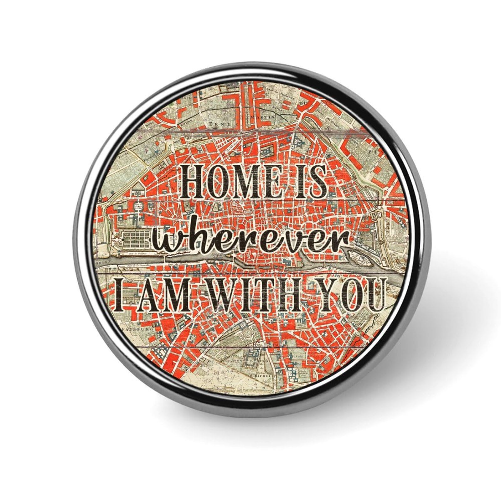 Emaille-Anstecknadeln "Home Is Wherever I'm With You", Anstecknadeln für Rucksäcke, Familie, Gebetsknopfnadeln, Retro-Chic-Karte, Reisen, einzigartige Pins für Rucksack, Jacken, Kleidung,