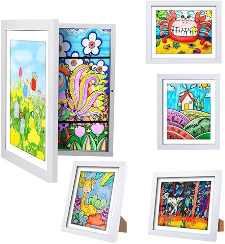 Vista 34 de Paquete de 2 marcos de obras de arte para niños, intercambiables, apertura frontal con capacidad para 150, proyectos de arte para niños, marco