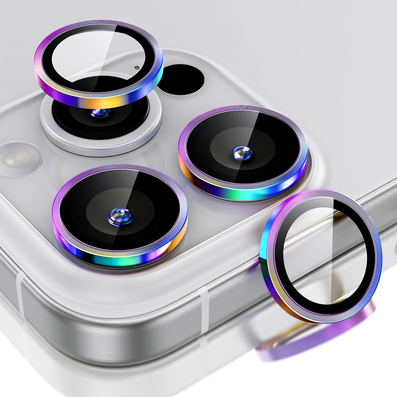 ESR 2 Pack Camera Lens Protector for iPhone 15 Pro Max/15 Pro/14 Pro Max/14 Pro, Ultra-tough HD Individual Lens Protectors, Scratch Resistant, Ultra-thin Tempered Glass, Armorite Series, Chromatic