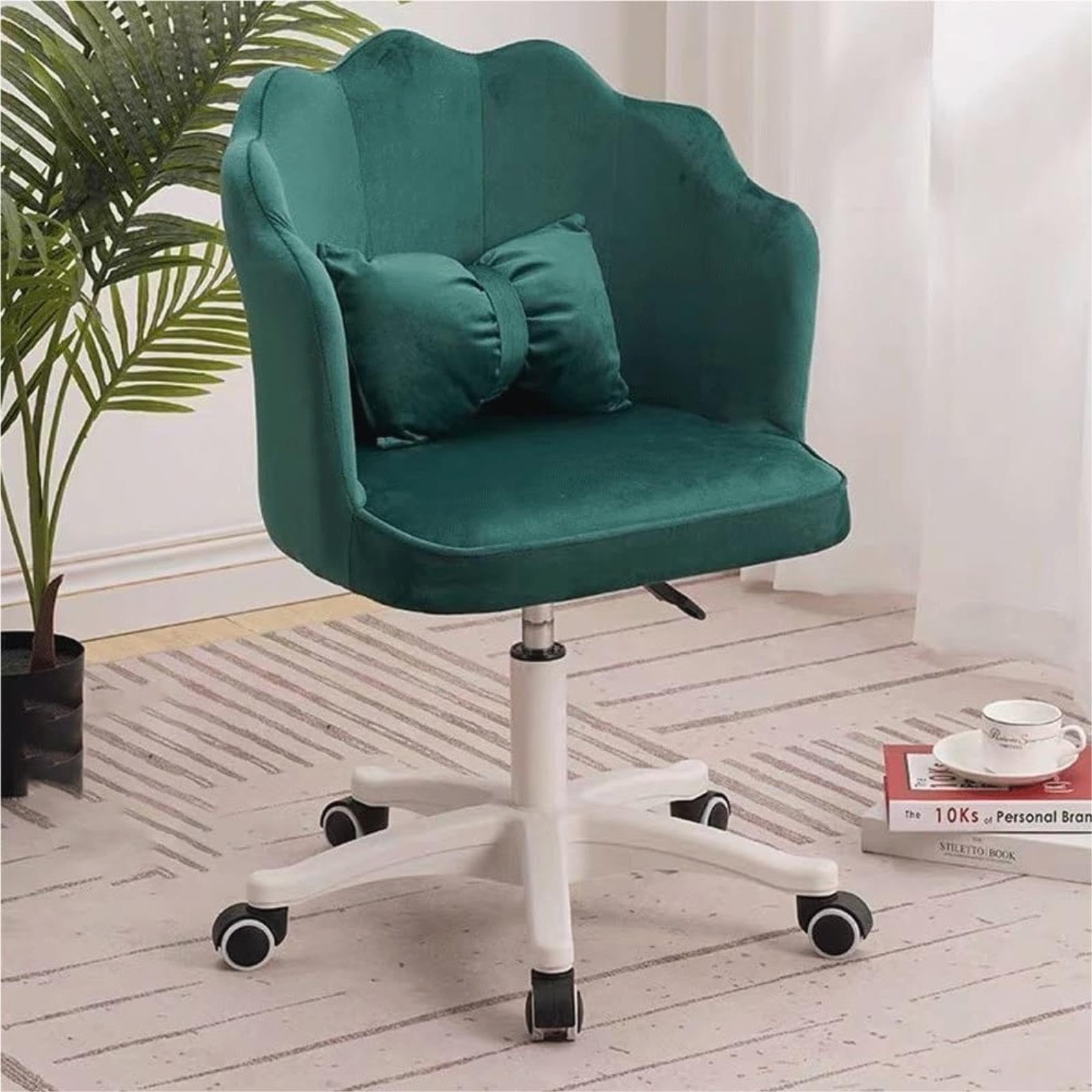 IvyLoutish Modern Vanity Chair with Back & Wheels, Adjustable Height Swivel Desk Chair, Mid-Back Lumbar Support Makeup Chair