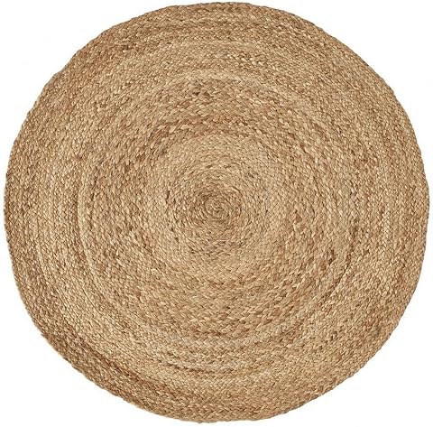 LOLAhome - Alfombra Redonda Trenzada de Yute Natural de 90 cm. Pieza Artesanal, Duradera y Atemporal, Vestir Suelos con Personalidad aportando Calidez y un frescor Natural.