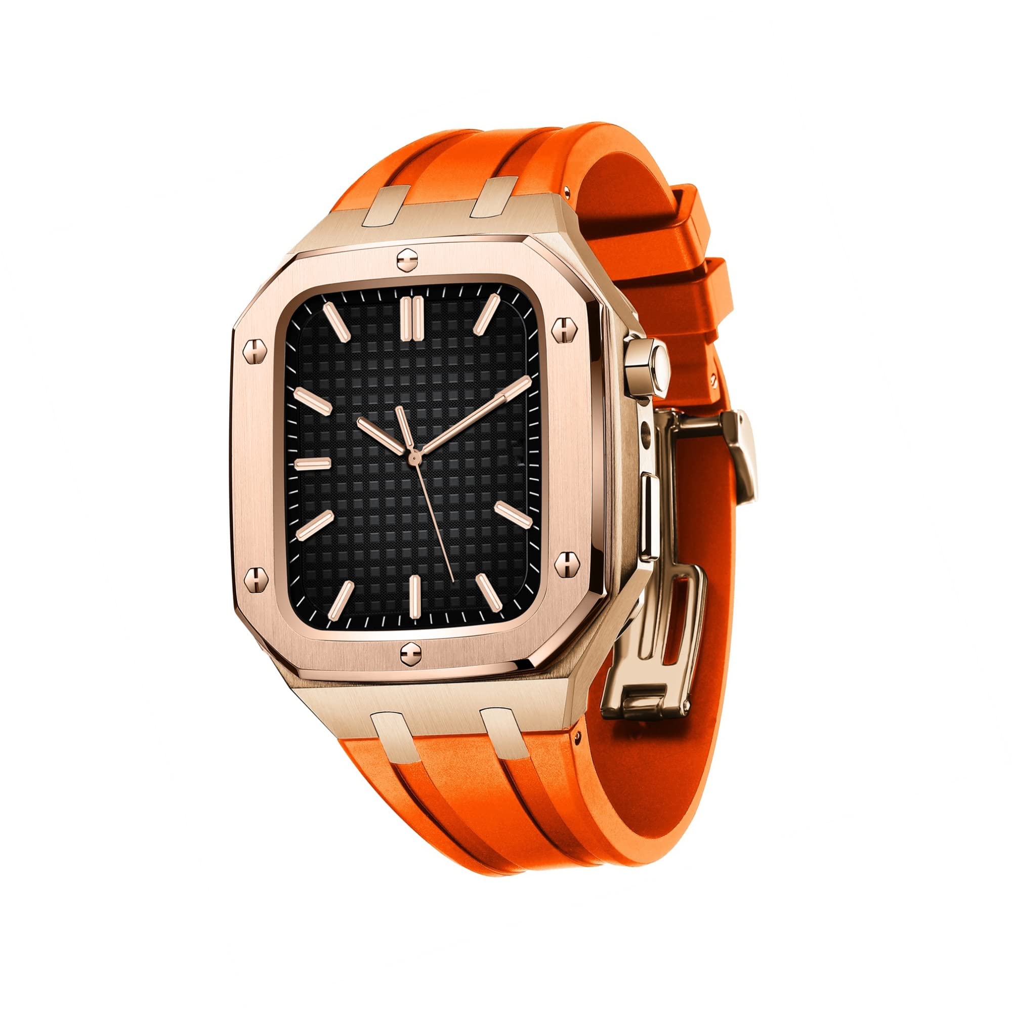 Do Apple Watch Mod Kit wytrzymała obudowa ze stali nierdzewnej z paskami do Apple Watch serii 7 (45 mm) i serii 6/SE/5/4 (44 mm) akcesoria do modów, 44MM FOR 6/5/4/SE, Agat