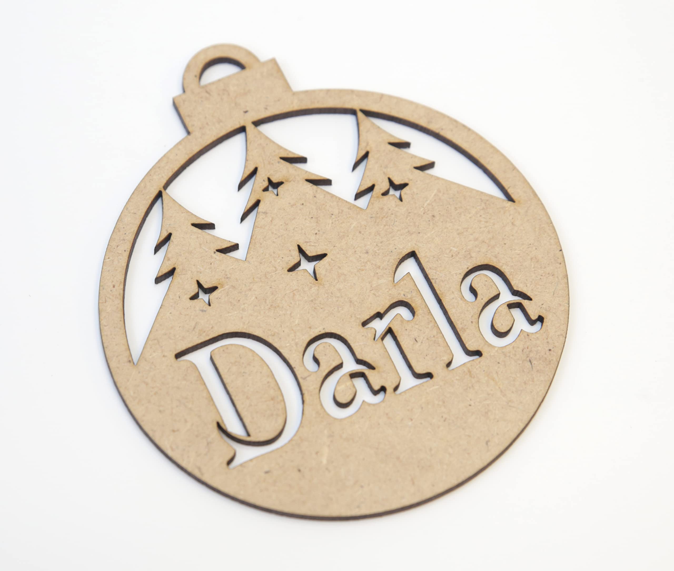 Bolas de Navidad de Madera Personalizada con Nombre. Adornos navideños. Ornamento, decoración para el árbol de Navidad. (Modelo 8)