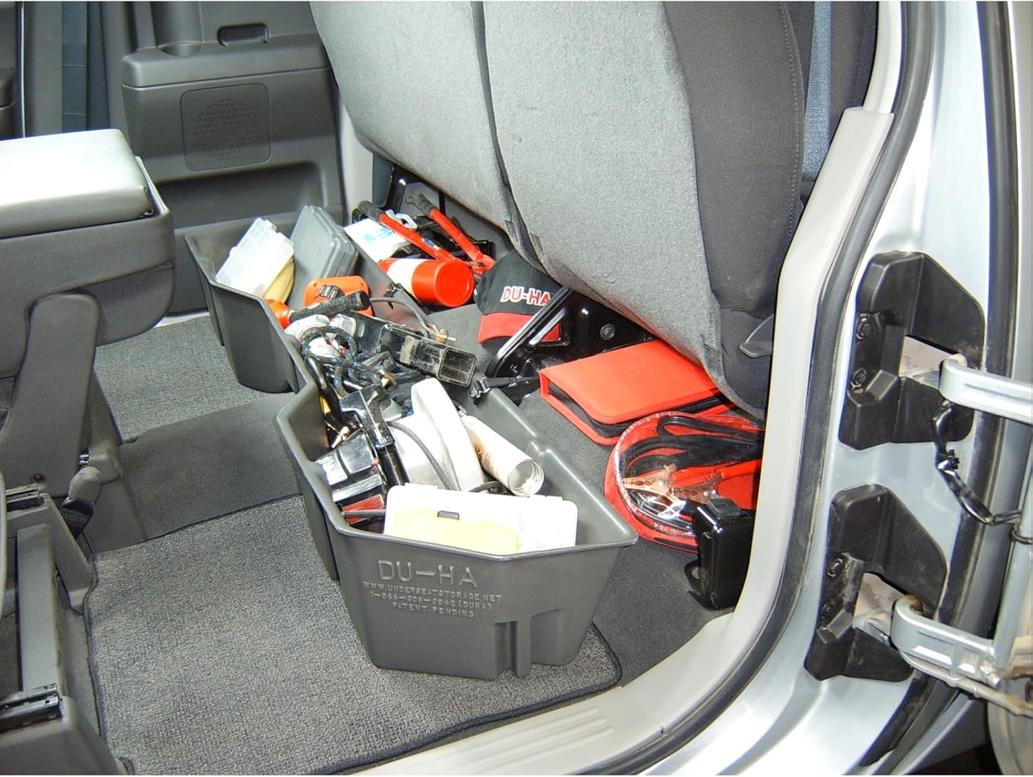 DU-HA DuHa 40011 Under Seat Storage fits 2004-2024 Nissan Titan King Cab & Crew Cab | Dark Gray Heavy-Duty Back Seat Multi Tool Organizer | Includes Dividers