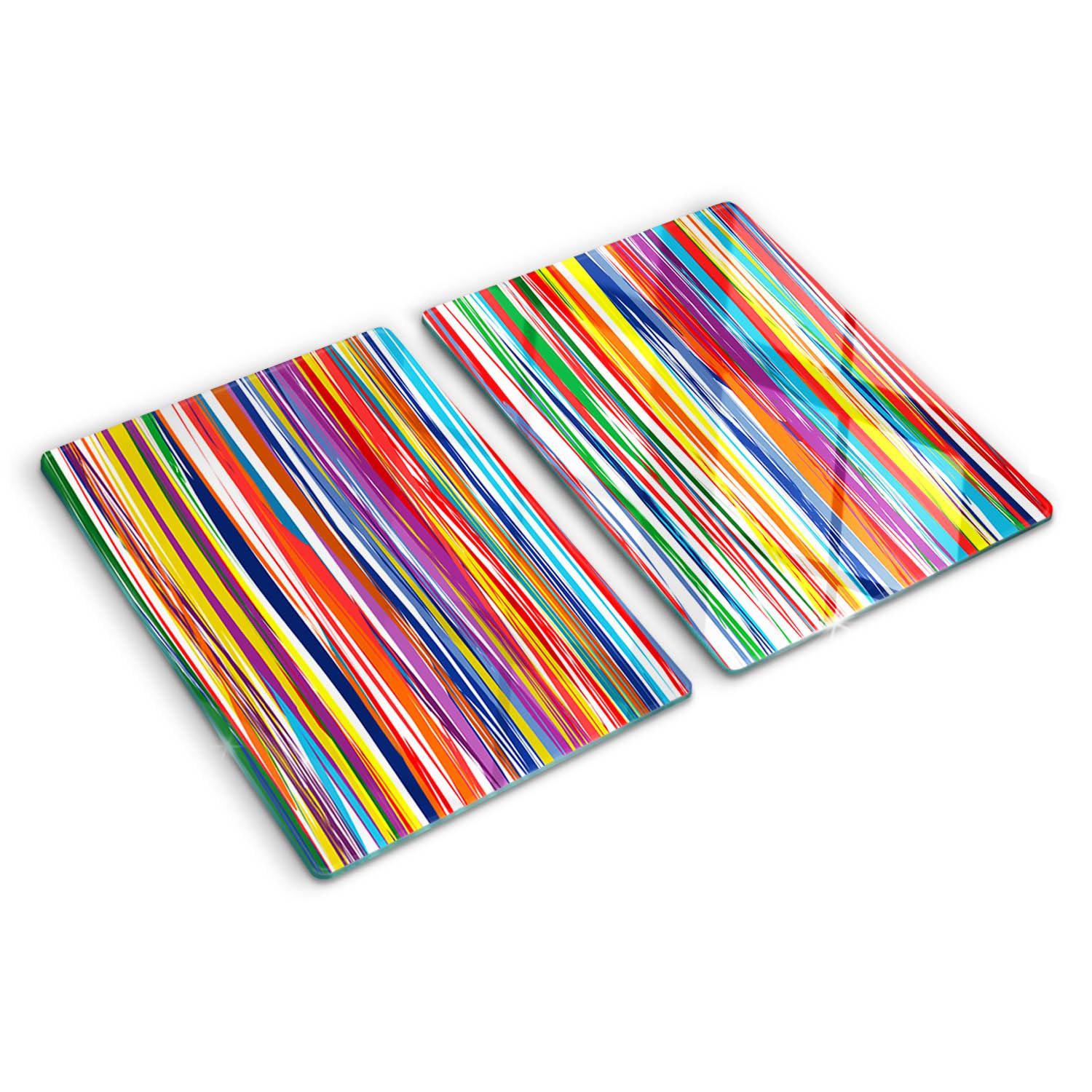 Planche à découper en verre 2x40x52 cm à rayures colorées et pieds antidérapants